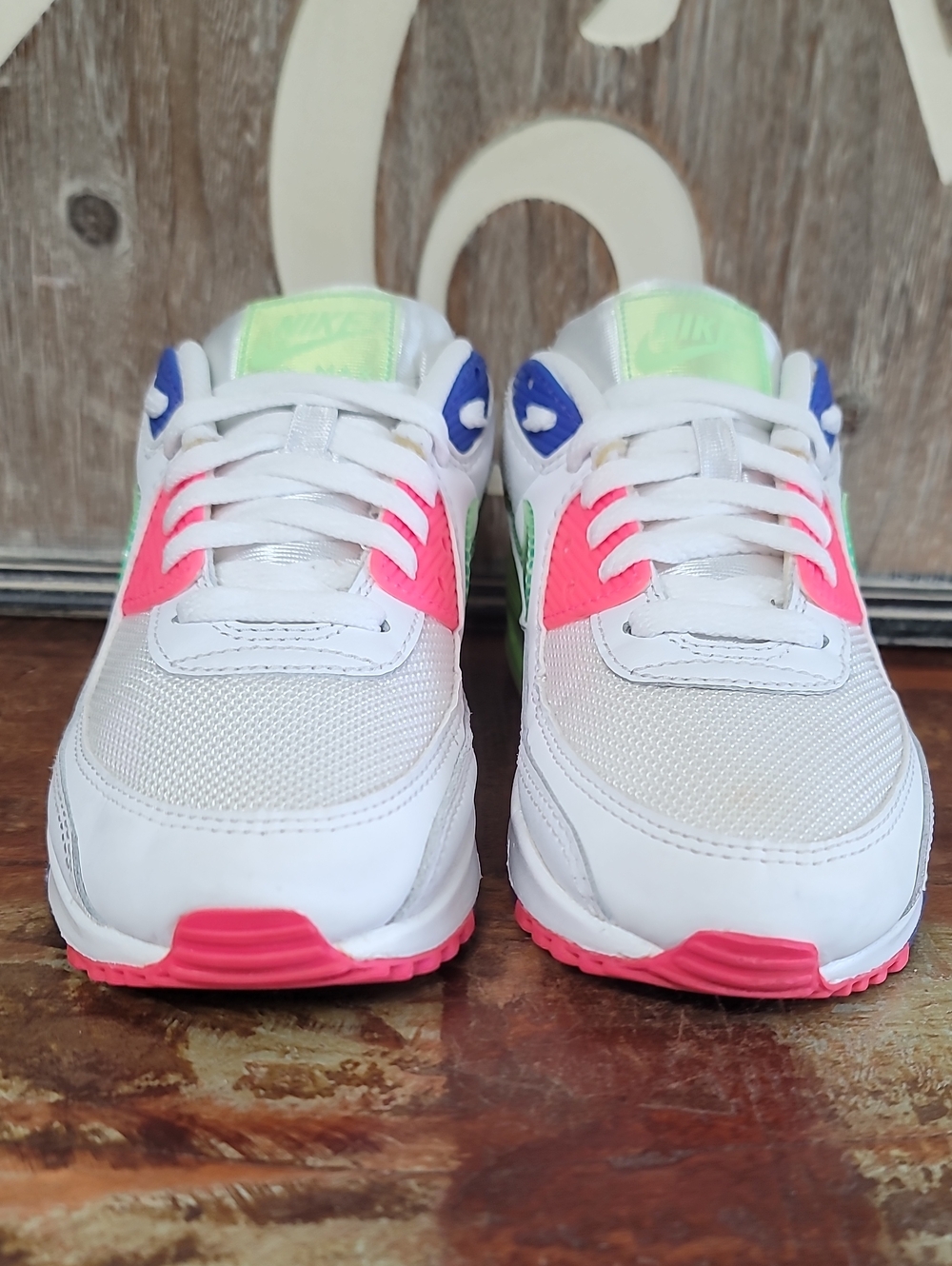 🔥 Air Max 90 "White Indigo Burst Volt" Wmns 6.5 Good Condition. Fast Shipping - Picture 5 of 16